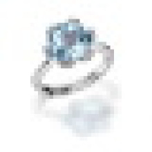 3.40CT 6 ajuste de la punta de cuarzo rosa natural topacio azul para siempre anillos de plata de ley 925 para mujeres nupcial joyería fina